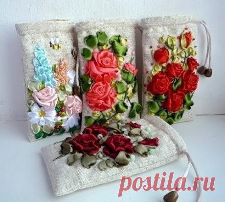 Вышивка лентами - красивые идеи