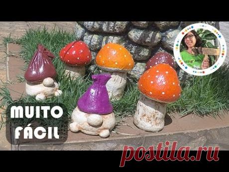 DIY - 2 IDEIAS DE ENFEITES DE JARDIM COM MEIAS SOLTEIRAS E CIMENTO