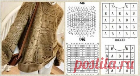 вяжем вместе с людмилой сиреневый джемпер со вставкой спереди бабушкин квадрат крючком: 1 тыс изображений найдено в Яндекс Картинках