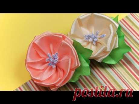 Делаем цветочки из атласных лент - Ярмарка Мастеров - ручная работа, handmade