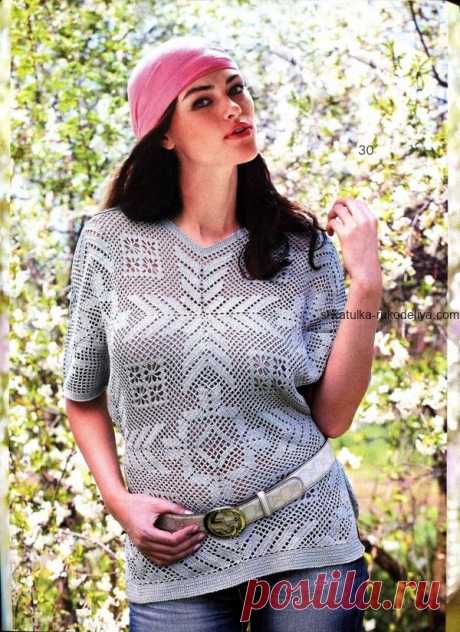 Филейная туника мотивами Филейная туника квадратными  мотивами. Женская туника крючком схемы