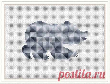 Modern Geometric cross stitch pdf pattern Bear nursery easy | Etsy