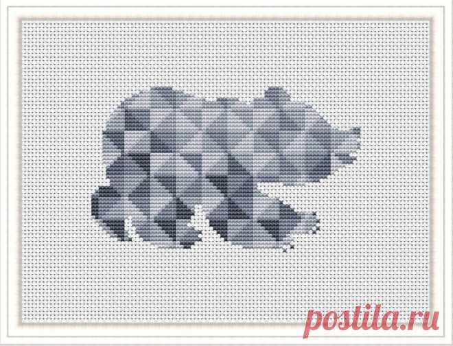 Modern Geometric cross stitch pdf pattern Bear nursery easy | Etsy