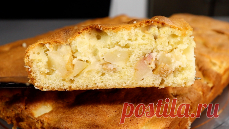 Вкусный яблочный пирог с секретом: пышный, нежный, рыхлый