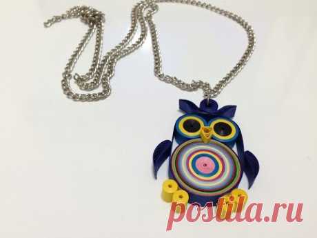 Paper Quilling Necklace - Quilled Owl Necklace - For Beginners
