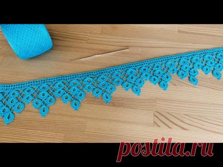 ЛЕНТОЧНОЕ КРУЖЕВО Капельки вязание крючком КАЙМА Crochet Ribbon Lace Border