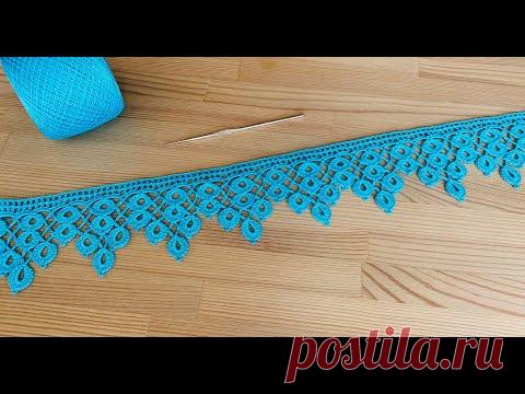 ЛЕНТОЧНОЕ КРУЖЕВО Капельки вязание крючком КАЙМА Crochet Ribbon Lace Border