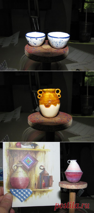 Dollhouse Miniature Furniture - Tutorials | 1 inch minis: How to make paper pottery