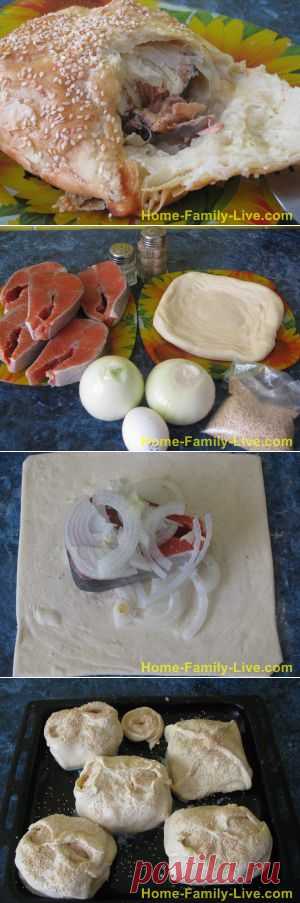 Рыба запеченная в слоеном тесте -