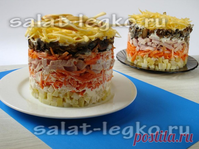 Салат из тыквы с ветчиной и грибами