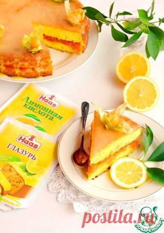 Лимонный пирог с медовой курагой - кулинарный рецепт
