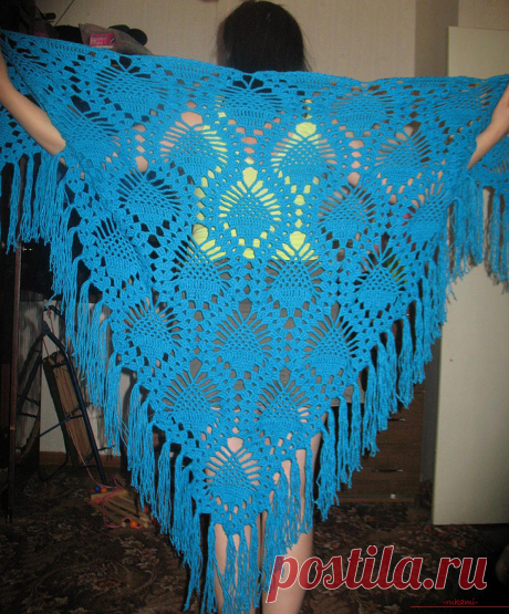 Вязание крючком шали с красивым узором. Подробная схема с фото и описанием для начинающих