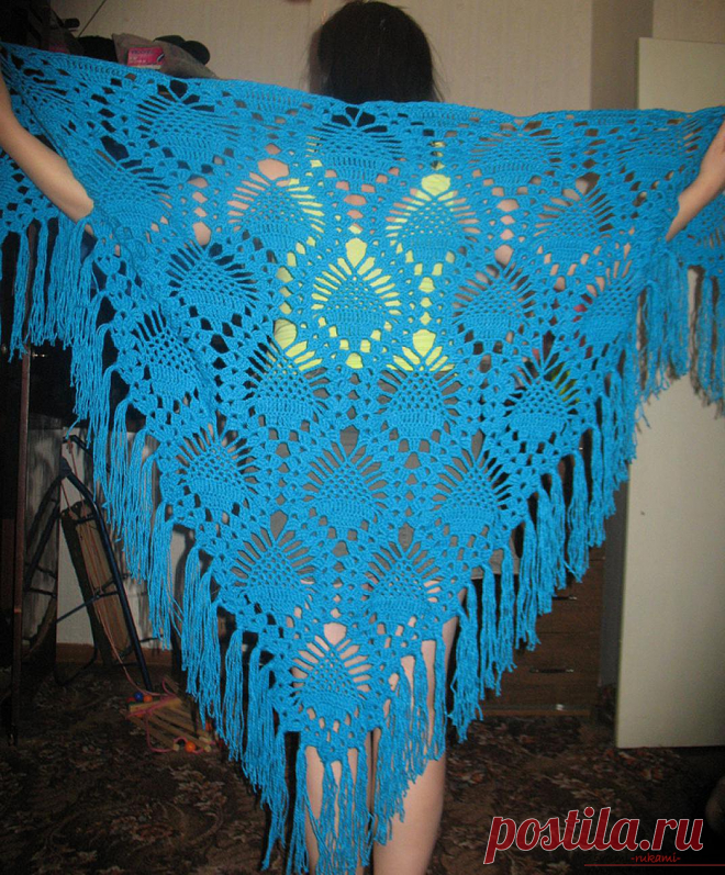 Вязание крючком шали с красивым узором. Подробная схема с фото и описанием для начинающих