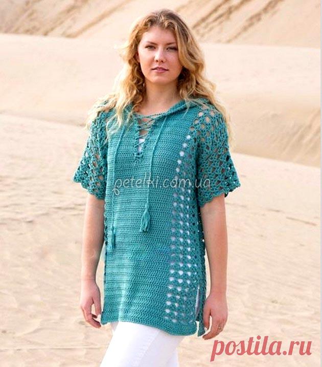 Летняя кофточка с капюшоном