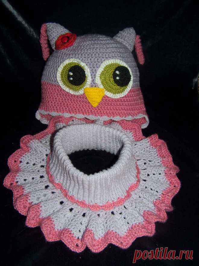 Комплект "Сова", пряжа Аlise baby wool, YarnArt Jins. Манишку взяла отсюда http://www.stranamam.ru/post/8993838/
