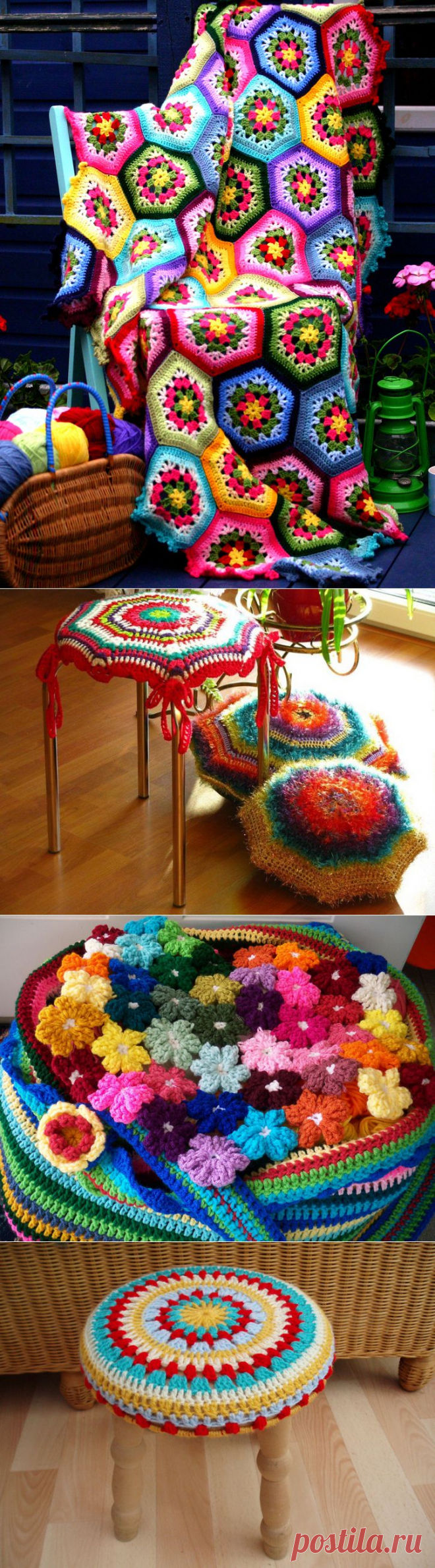 Вязаные вещи в интерьере