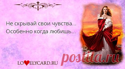 Не скрывай свои чувства... Особенно когда любишь... 
Картинка про любовь №372 с сайта lovelycard.ru