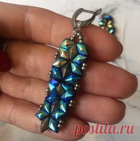 Серьги с чешскими бусинами своими руками