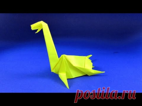 Как сделать динозавра из бумаги. Оригами Плезиозавр
