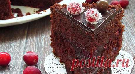 Шоколадно-клюквенный торт, пошаговый рецепт с фото