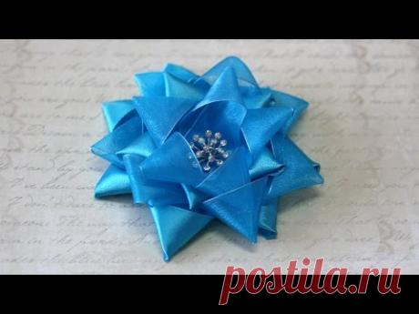 Цветы из лент на шаблоне. Мастер-класс