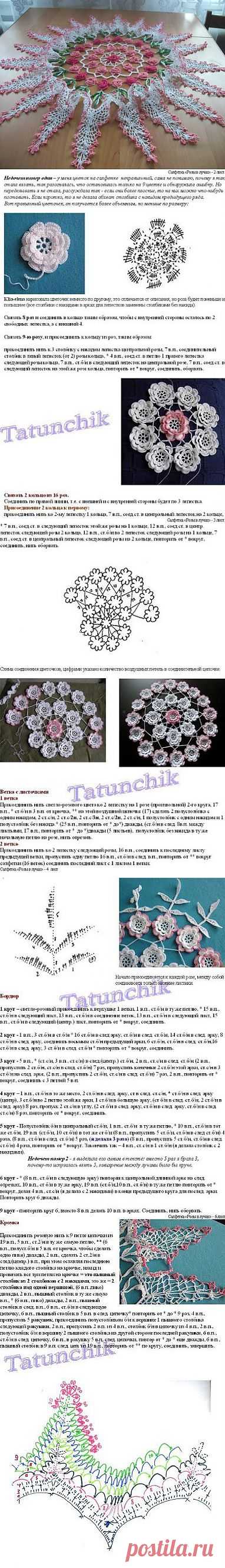 Салфетка "Розы в лучах".