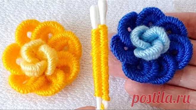 kulak çöpü ile muhteşem gül yapımı Rose flomer crochet
