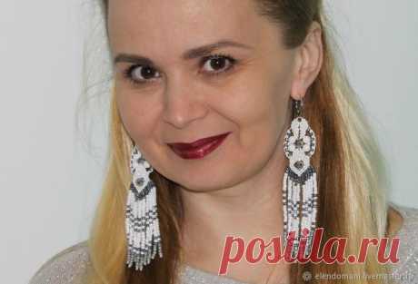 Плетем серьги «Снегурочка» в технике макраме