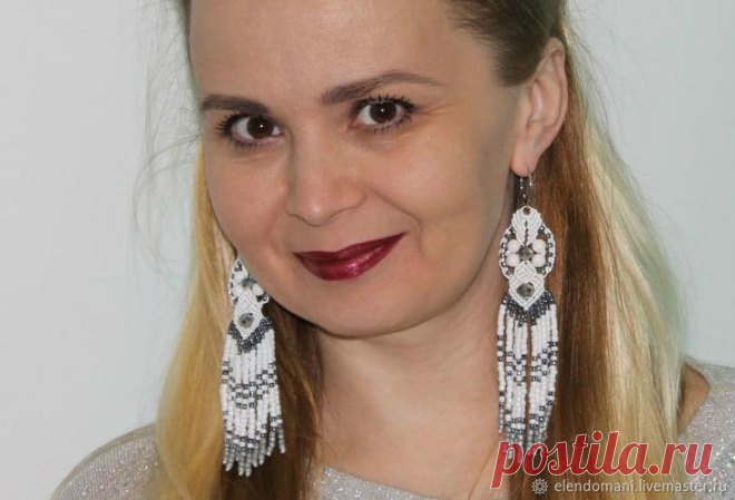 Плетем серьги «Снегурочка» в технике макраме