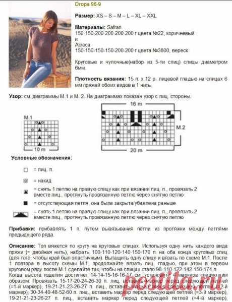 Топ спицами с ажурной кокеткой из журнала «Drops»