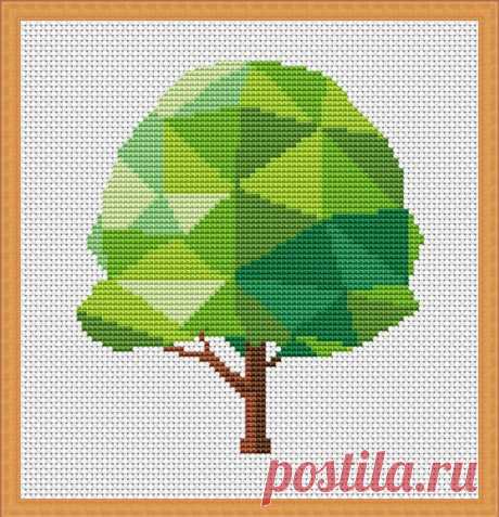 Geometric cross stitch Tree Cross stitch pattern Easy | Etsy