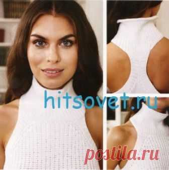 Вязание топа с открытыми плечами - Хитсовет Вязание топа с открытыми плечами. Для вязания топа Вам потребуется: пряжа (70% бамбука, 30% хлопка; 50 г/105 м)-7(8)8(9) мотков белой; спицы № 2,5 и 3,5; круговые спицы № 2,5 длиной 60 см.