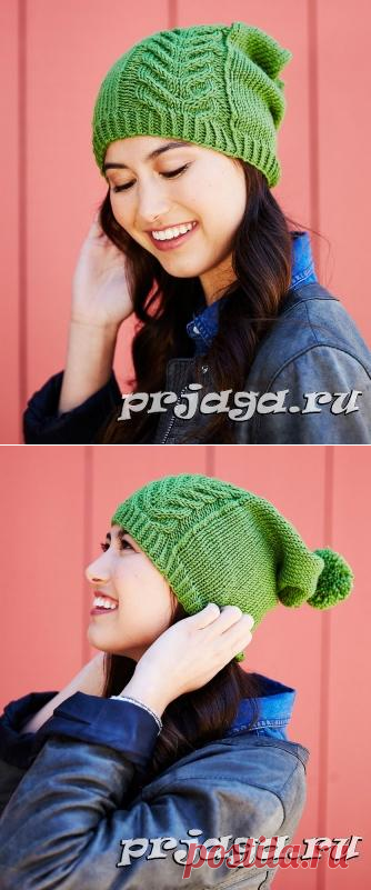 Шапка спицами «Коса – дорожка» (описание + видео)