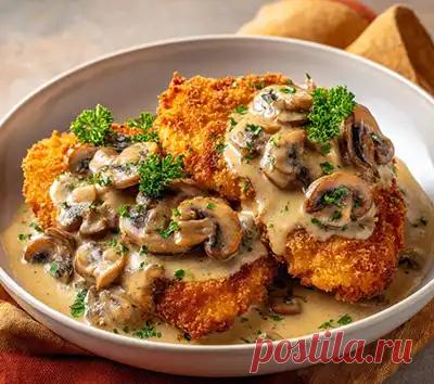 Рецепт шницеля с грибным соусом