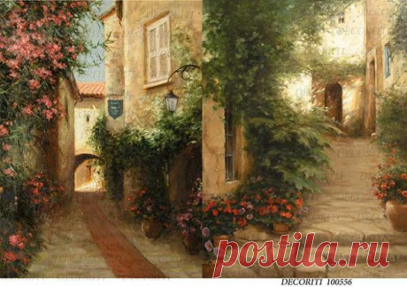 Рисовая бумага с рисунком DECORITI 100556, формат А4, Узкие улочки ― HandMadeDecor