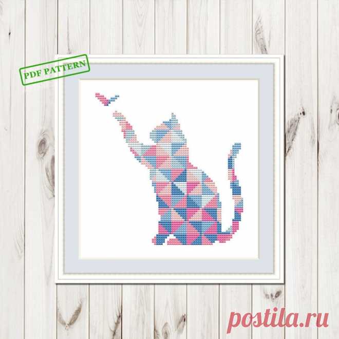 Cross Stitch Modern Geometric Pattern Cat Cross Stitch pdf | Etsy
