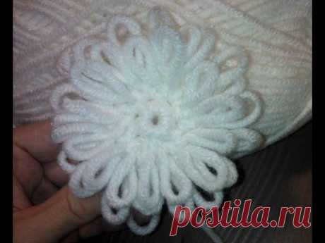 Вязаный цветок Крючком толстой пряжей Crochet flower Thick yarn