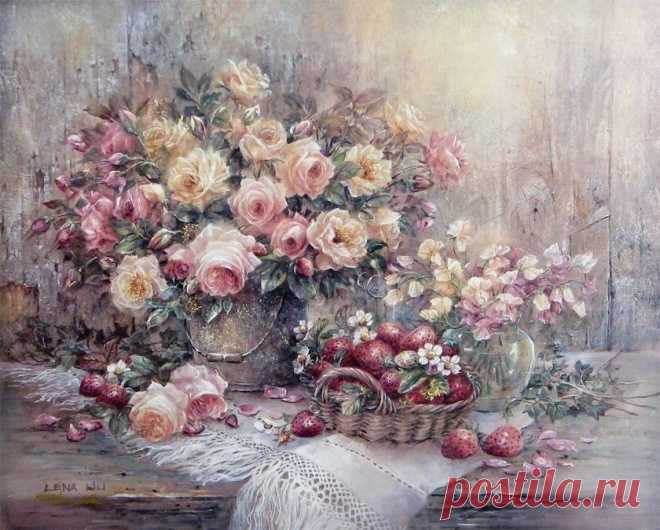 Картинки для декупажа (букеты цветов). Lena Y. Liu. .