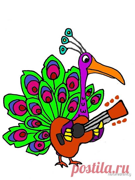 Camiseta «Funny Funky Peacock Playing Guitar Art» de naturesfancy | Redbubble