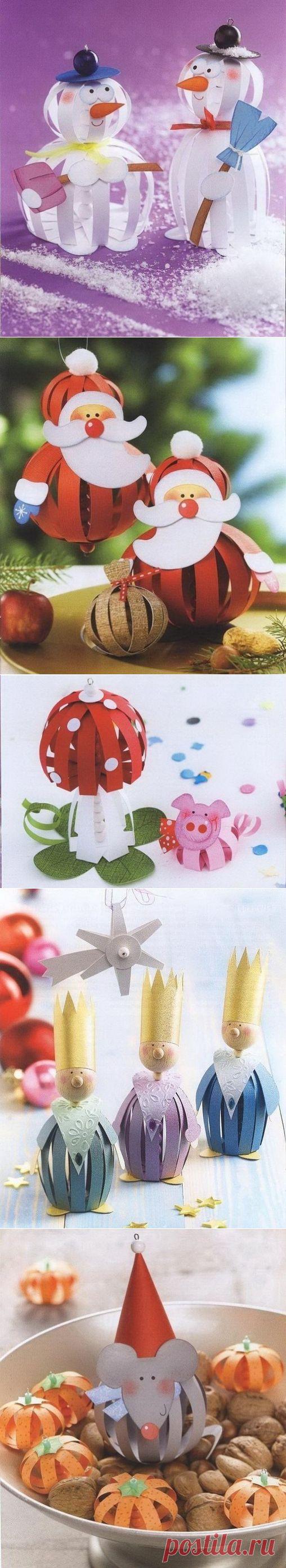 Новогодние поделки в технике китайских фонариков