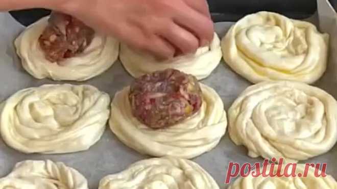 СЛОЕНЫЕ ПИРОЖКИ С МЯСОМ (рецепт в теме)