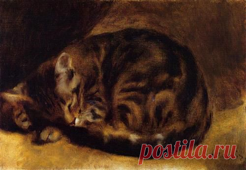 Пьер-Огюст Ренуар. Спящий котенок, 1862. / Удивительное искусство
