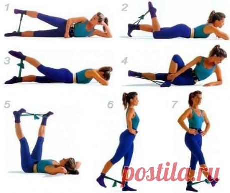 Упражнения для ног с резиновым жгутом