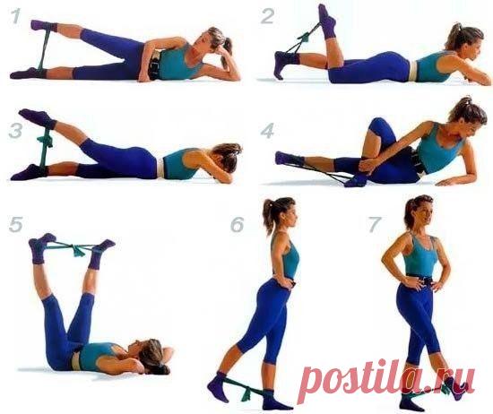 Упражнения для ног с резиновым жгутом