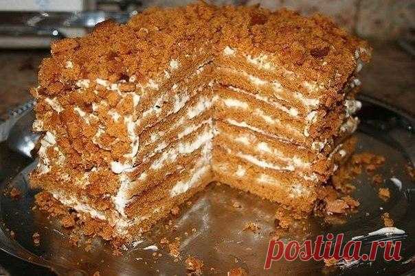 Простой медовый тортик, для тех, кто не любит раскатывать тесто / Кулинарная песочница