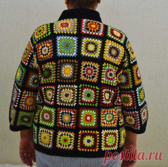 Crocheted Coat Jacket Granny square coat Female cardigan | Etsy