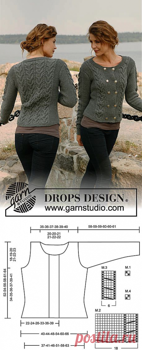 DROPS 131-3 – Северная река – Жакет с текстурным узором – Схемы крючком и спицами, онлайн-перевод моделей для вязания