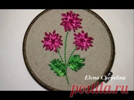 Цветок вышитый лентами / Flower embroidered with ribbons