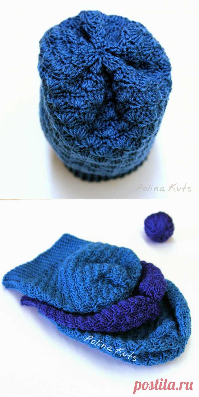 Polina Kuts: Мастер-класс: шапка крючком орнамент "ракушки"