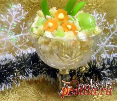 Рыбный салат Простой, вкусный салат из вареной рыбы . Внесет разнообразие в традиционное обилие новогодних салатов, заправленных майонезом. Салат можно подать в теплом или в холодном виде, я предпочитаю теплый салат. Минтай (вареный, или хек, треска) — 2-3 шт; Картофель (вареный; средний) — 3 шт; Яйцо куриное (вареное) — 3-4 шт; Морковь (вареная) — 1 шт; Корнишоны (маринованные) — 4-5 шт; Лук зеленый (по вкусу) ; Масло подсолнечное (ароматное) ; Соль ; Перец черный (свежемолотый) ;